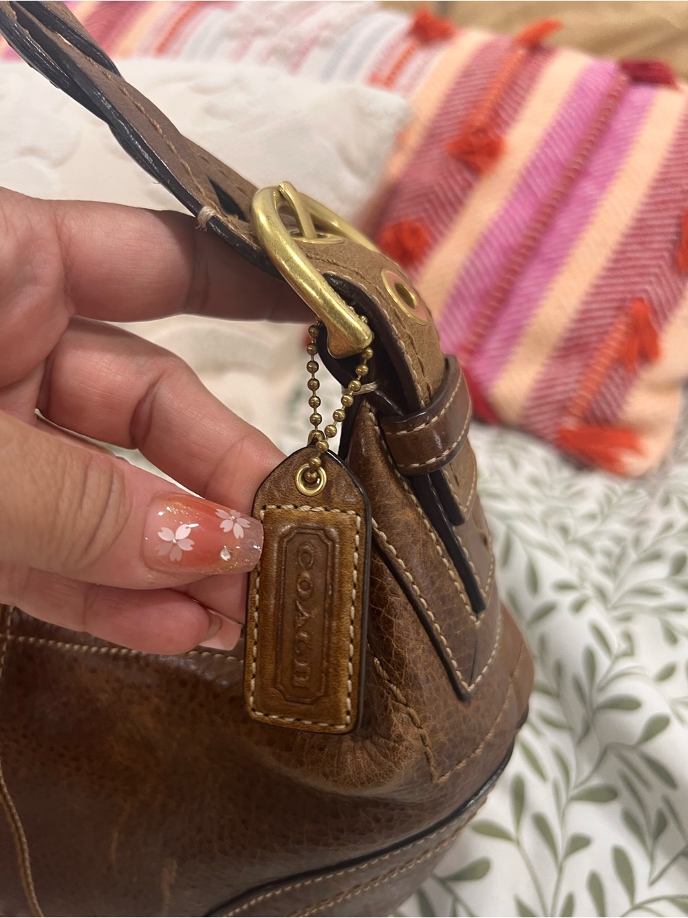 Coach Soho Brown Pebbled Leather Shoulder Bag braided strap #10042 - Picture 3 of 7